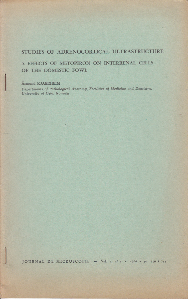 Studies of Adrenocortical Ultrastructure: 5. Effects of Metopiron on Interrenal Cells of the Domestic Fowl Studies of Adrenocortical Ultrastructure: 5. Effects of Metopiron on Interrenal Cells of the Domestic Fowl
