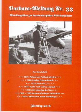 Barbara-Meldung Nr. 33 : Mitteilungsblatt zur brandenburgischen Militärgeschichte.