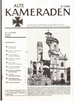 Alte Kameraden. Unabhängige Zeitschrift Deutscher Soldaten. 43. Jhg., Heft 4, 1995 Alte Kameraden. Unabhängige Zeitschrift Deutscher Soldaten. 43. Jhg., Heft 4, 1995