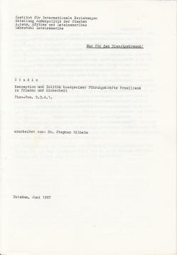 Studie : Konzeption und Politik bourgoiser Führungskräfte Brasiliens zur Frieden und Sicherheit. Plan-Pos. 9.3.4.1. Studie : Konzeption und Politik bourgoiser Führungskräfte Brasiliens zur Frieden und Sicherheit. Plan-Pos. 9.3.4.1.