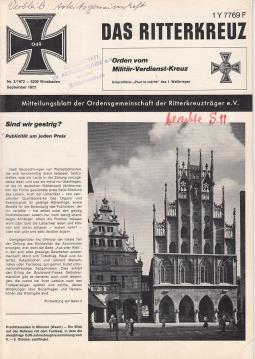 Das Ritterkreuz. Mitteilungsblatt der Ordensgemeinschaft der Ritterkreuzträger e.V. Nr. 3(1972) Das Ritterkreuz. Mitteilungsblatt der Ordensgemeinschaft der Ritterkreuzträger e.V. Nr. 3(1972)