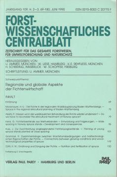 Forstwissenschaftliches Centralblatt Jg. 109, Juni 1990 Forstwissenschaftliches Centralblatt Jg. 109, Juni 1990