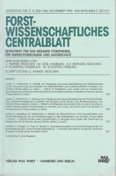 Forstwissenschaftliches Centralblatt Jg. 109, November 1990 Forstwissenschaftliches Centralblatt Jg. 109, November 1990