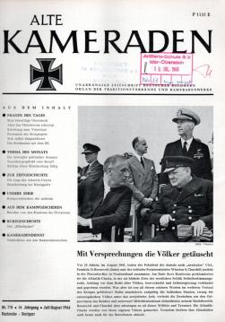 Alte Kameraden. Unabhängige Zeitschrift Deutscher Soldaten. 14. Jhg., Nr. 7/8, Juli-August 1966 Alte Kameraden. Unabhängige Zeitschrift Deutscher Soldaten. 14. Jhg., Nr. 7/8, Juli-August 1966