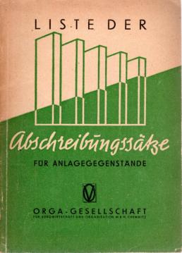 Liste der Abschreibungssätze für Anlagegegenstände. (ZVOBl. 1949 S. 43 u. V.R. 1948 Anlage 3). In alphabetischer Gliederung Liste der Abschreibungssätze für Anlagegegenstände. (ZVOBl. 1949 S. 43 u. V.R. 1948 Anlage 3). In alphabetischer Gliederung
