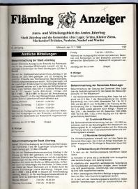 Fläming-Anzeiger. Amts- u. Mitteilungsblatt des Amtes Jüterbog 5.Jg. Nr. 1 - 20 (1995) Fläming-Anzeiger. Amts- u. Mitteilungsblatt des Amtes Jüterbog 5.Jg. Nr. 1 - 20 (1995)